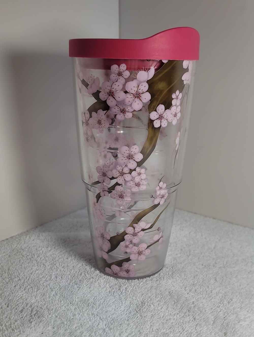 Tervis Cherry Blossom Travel Tumbler with Spill-Resistant Lid 24oz EUC